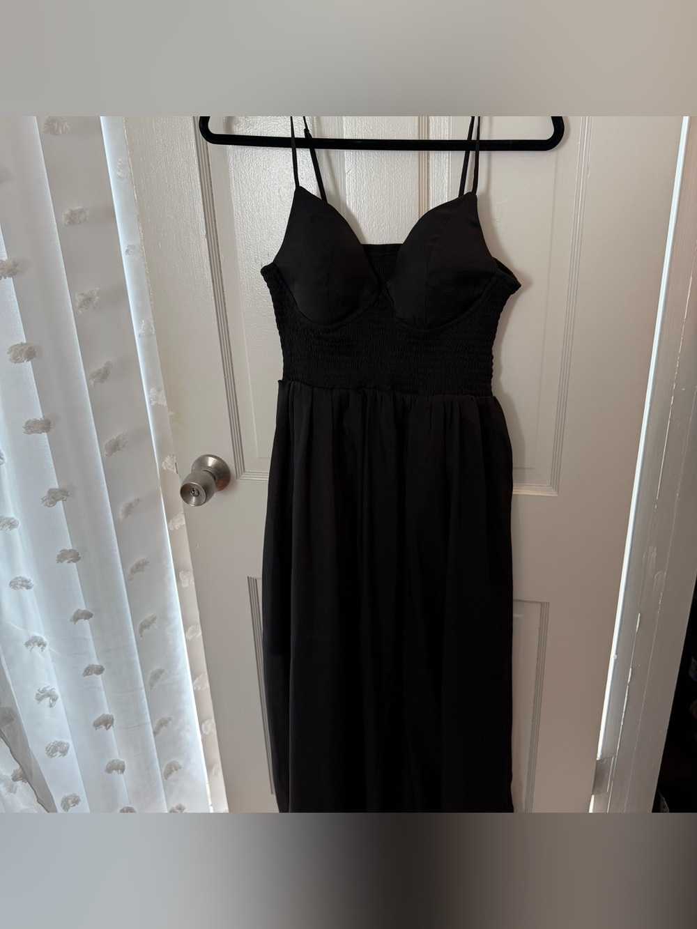 SHEIN Black Smocked Bust Maxi Dress with Spaghetti Straps